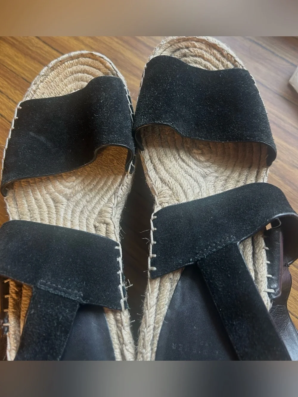 Marc Fisher Black Suede Platform Espadrille Sandals 8.5 Leather